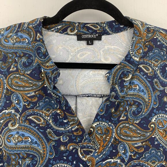 Boho Peasant Hippie Tunic Top Paisley Colorful 3/4 Roll Tab Sleeve Stretch - Picture 3 of 8